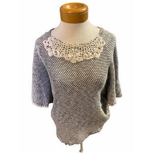 Ava James black and white knit blouse